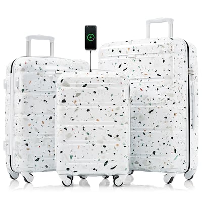Luggage Set of 3, 20-inch with USB Port, Airline Certified Carry-on Luggage , ABS+PC Hard Shell Luggage with Spinner Wheels