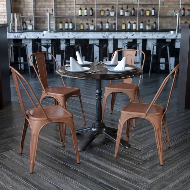 Metal Indoor/ Outdoor Stackable Bistro Chair (Set of 4) - Copper