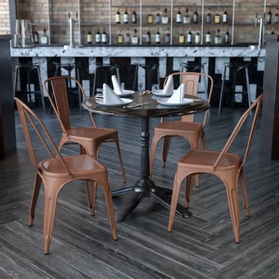 Metal Indoor/ Outdoor Stackable Bistro Chair (Set of 4)