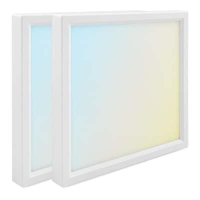 Luxrite 6 Inch Square LED Flush Mount Ceiling Light, 15W 1000LM, 5CCT 2700K-5000K, Dimmable 2-Pack