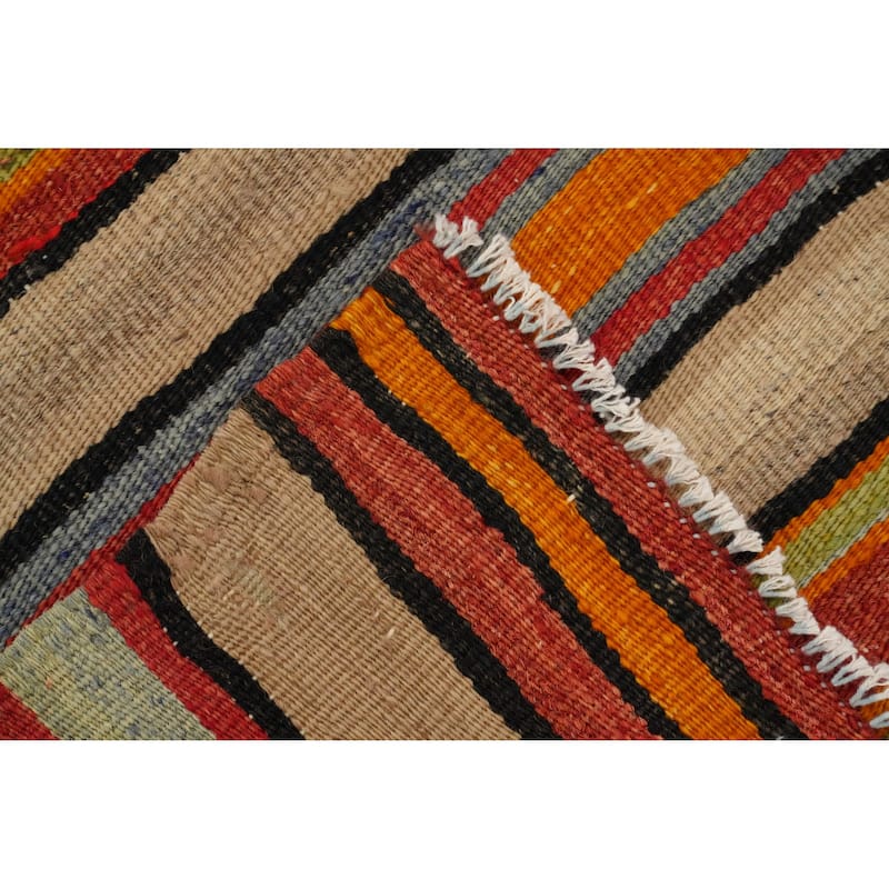 Hand Woven Oriental 100% Wool Carpet Southwestern Geometric Multi-Colored Kilim Area Rug - 7' 10'' X 5' 4''