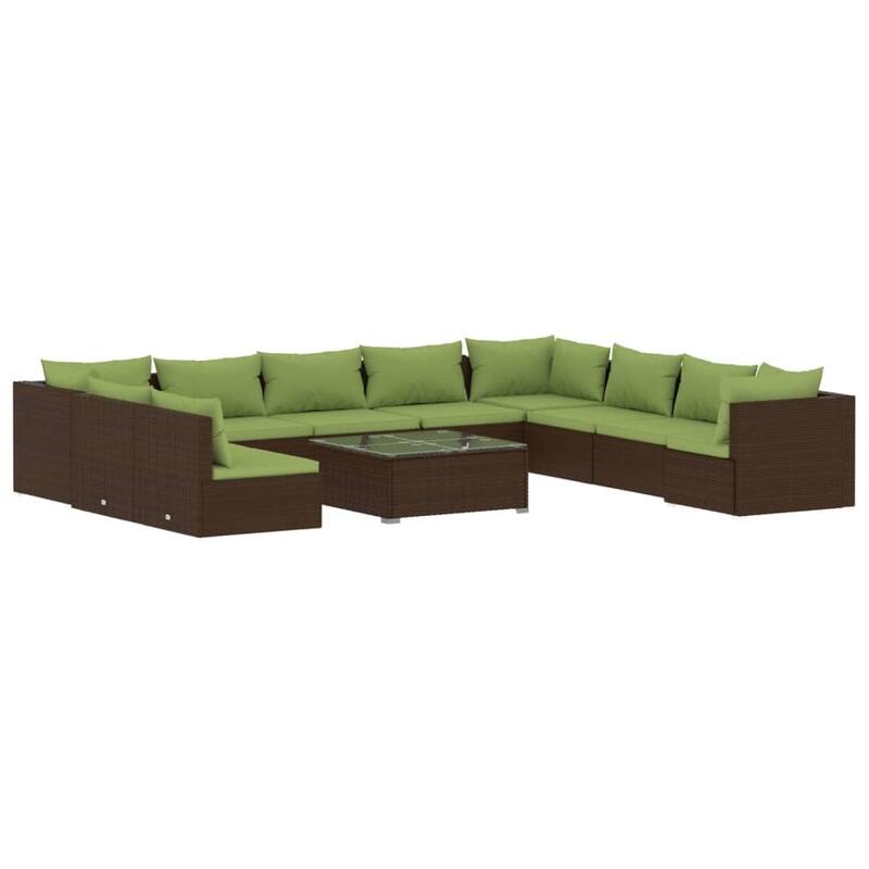 vidaXL Patio Lounge Set Outdoor Sectional Sofa Set Table Garden Poly Rattan - 27.6" x 27.6" x 23.8"