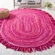 preview thumbnail 54 of 69, SAFAVIEH Handmade Braided Libby Country Cotton Rug with Fringe 3' x 5' Oval - Pink/Fuchsia