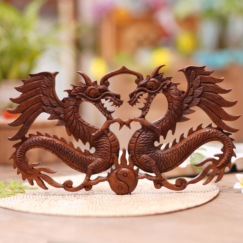 Novica Handmade Bestial Balance Wood Wall Relief