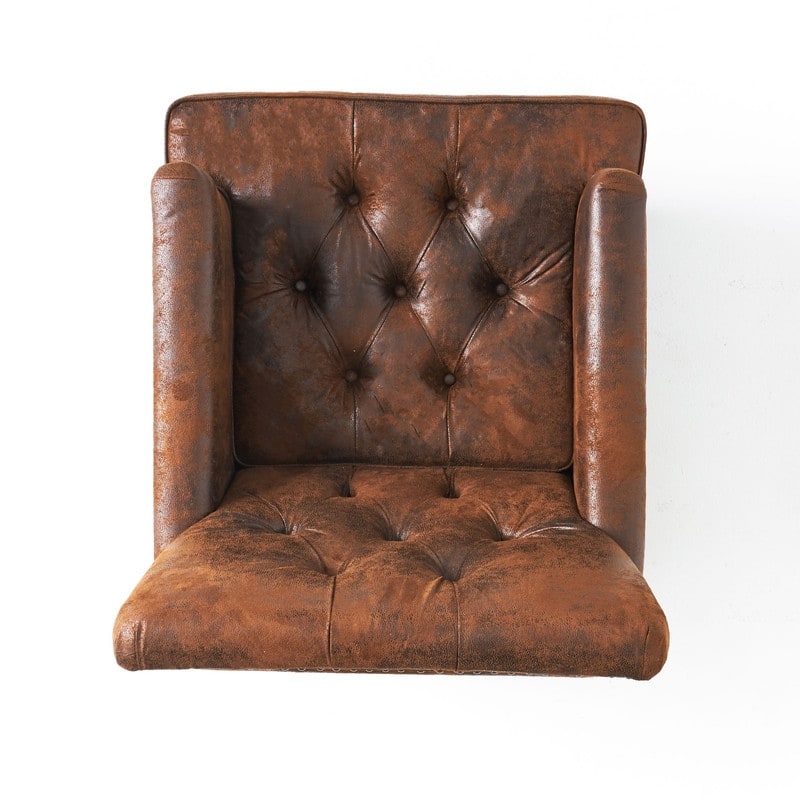 Contemporary Tufted Club Chair-Button-Tufted Diamond Stitch, Nailhead Trim&Birch Wood Legs