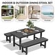 preview thumbnail 41 of 58, 3-Piece HDPE Outdoor Dining Set with Umbrella Hole Table and Two 2-Person Benches