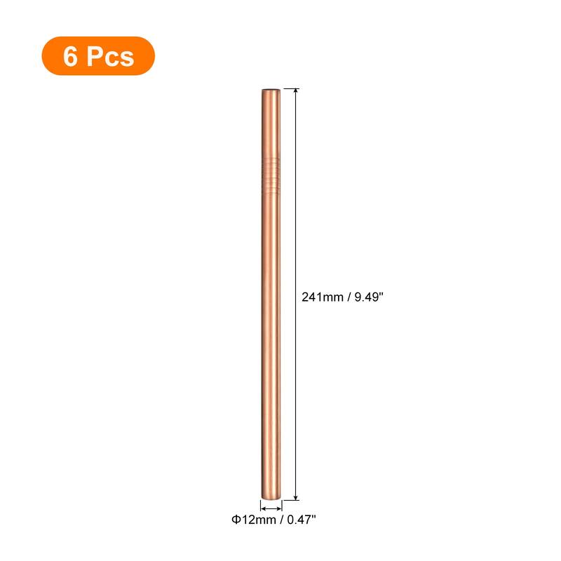 6Pcs Reusable Metal Straws, 9.5" Stainless Steel Straw, Straight
