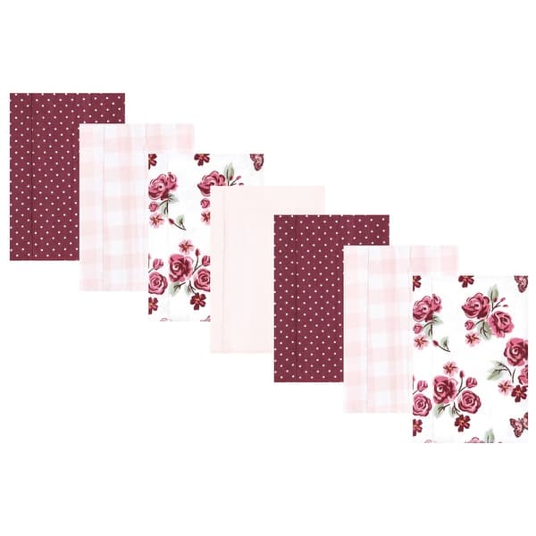slide 1 of 1, Hudson Baby Infant Girl Flannel Burp Cloth 7pk, Sweet Roses, One Size - Sweet Roses 7 Pack - One Size One Size - Sweet Roses 7 Pack