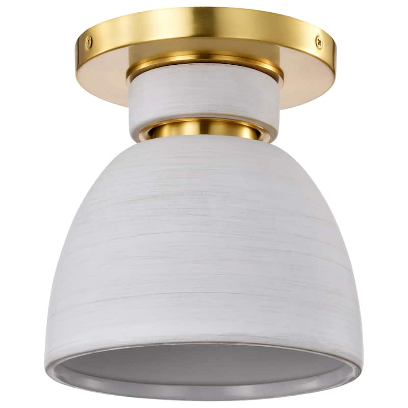 Collins - 8 Inch Flush Mount - with white Ceramic - Brushed Brass - Brushed Brass