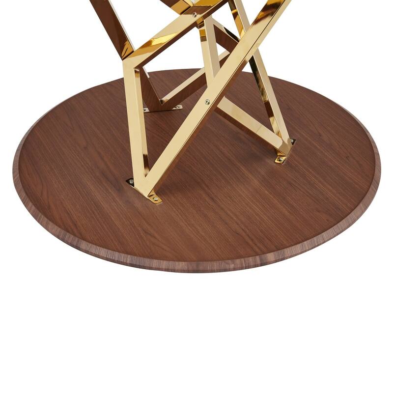 37" Modern Round Dining Table with Triangular Metal Legs