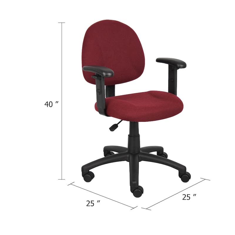 Jea Swivel Posture Chair, Adjustable Arms, Burgundy Red Tweed, Wheels