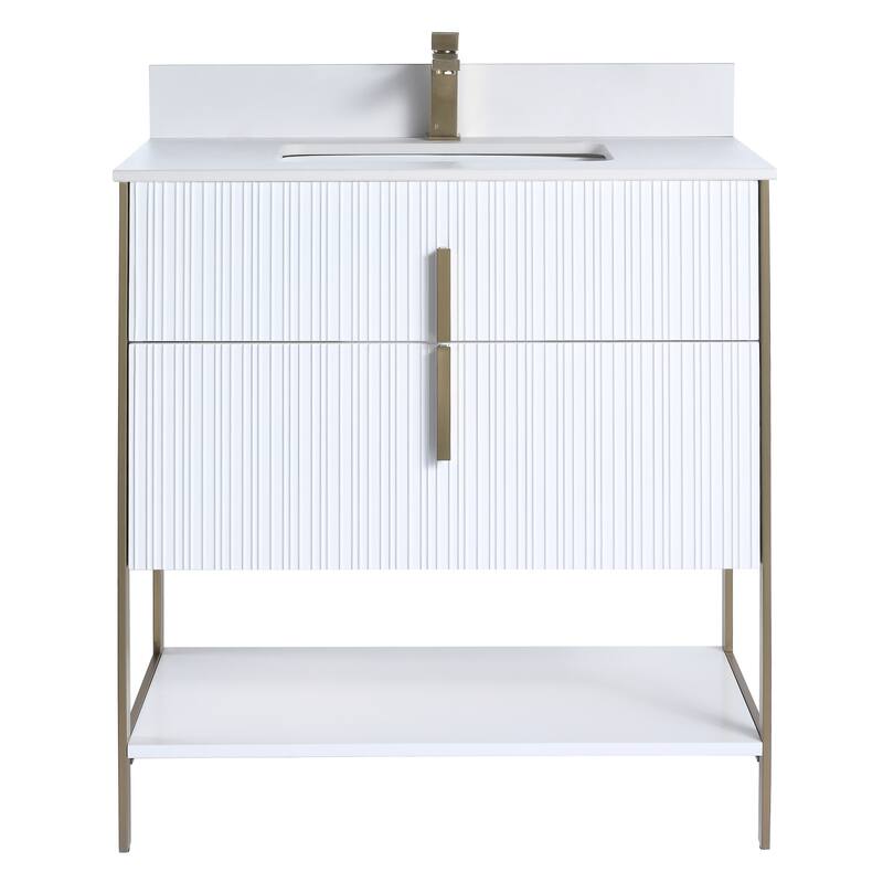 Fine Fixtures Serenity Modern Bathroom Vanity with White Stone Top