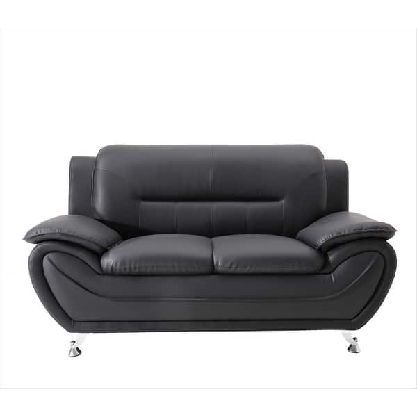 slide 1 of 10, Sanuel 61.3" Faux Leather Pillow Top Arm Loveseat Black