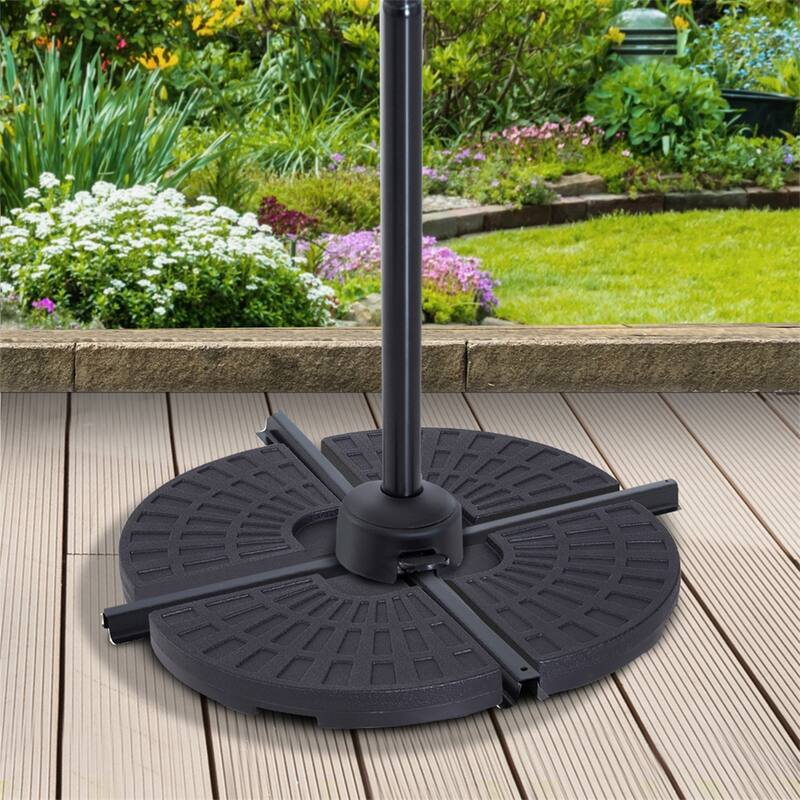 Heavy Duty 4 Piece Umbrella Base Weight Set for Offset Cantilever and Market Umbrellas Black HDPE Outdoor Patio Garden
