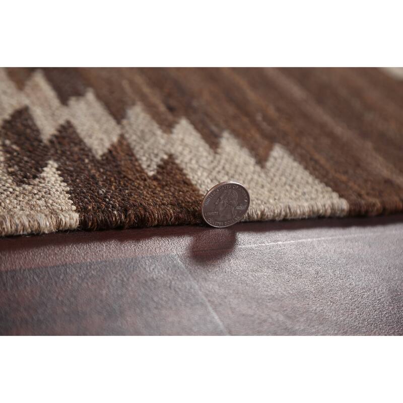 Natural Dye Geometric Tribal Kilim Oriental Area Rug Wool Hand-woven - 5'3" x 6'8"