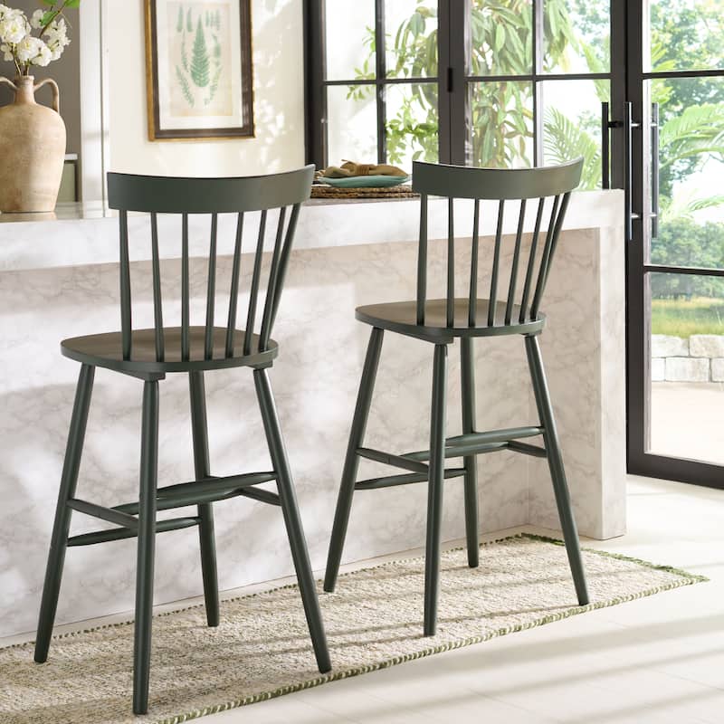 SAFAVIEH Belva 30-inch Spindle Farmhouse Bar Stool (Set of 2) - 20" W x 21" D x 44" H - 20"W x 21"D x 44"H
