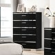 preview thumbnail 6 of 12, Furniture of America Benvolio Contemporary Black Wood LED 6-Piece Panel Bedroom Set with USB Port