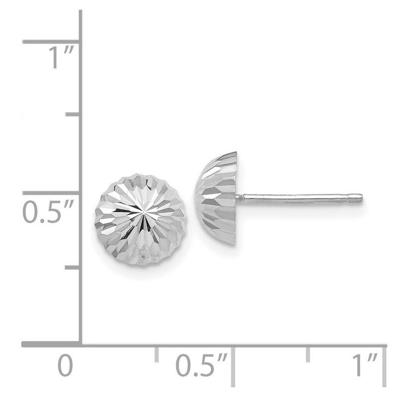 Curata 14k White Gold Diamond-Cut 8mm Half Ball Post Earrings