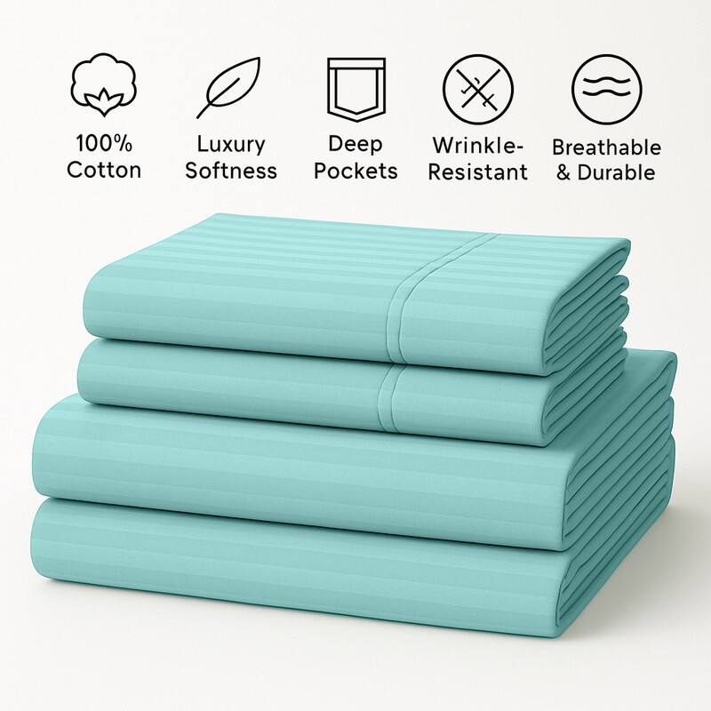 Premium Breathable Cotton Deep Pocket Sheet Set Hotel-Quality Comfort