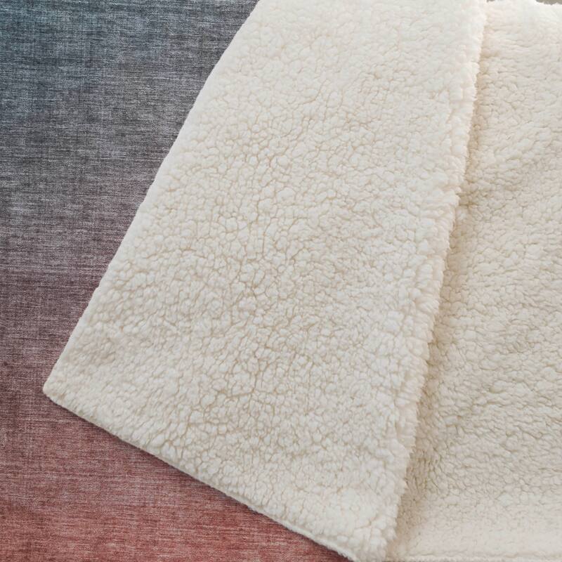 Premium Machine Washable Solid Ombre Sherpa Throw Blanket