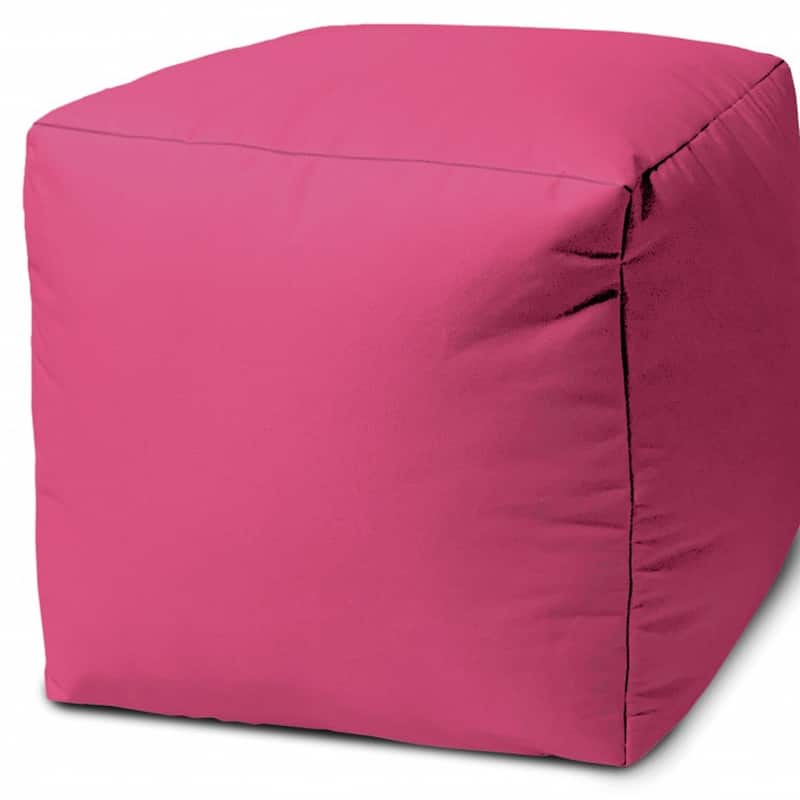 HomeRoots 17" Cool Bright Hot Pink Solid Color Indoor Outdoor Pouf Ottoman - 17' X '17' X '17