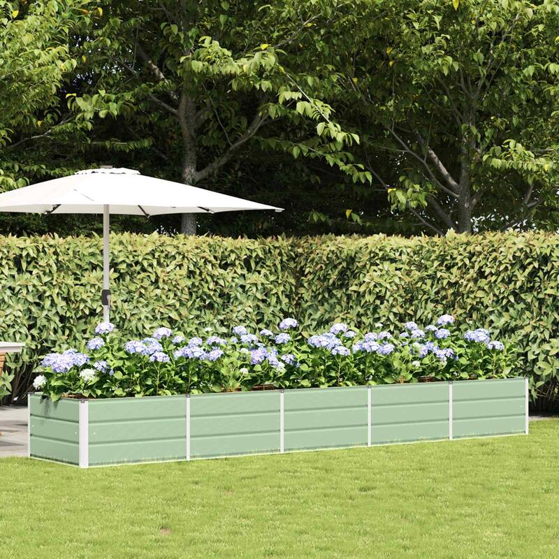 vidaXL Planter in Steel - 62.99 x 31.50 x 17.72 - Green - 157.48 x 31.50 x 17.72 in