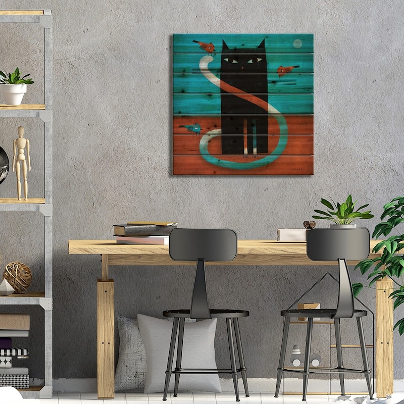 Offset Whiskers Print On Wood by Terry Runyan - Multi-Color