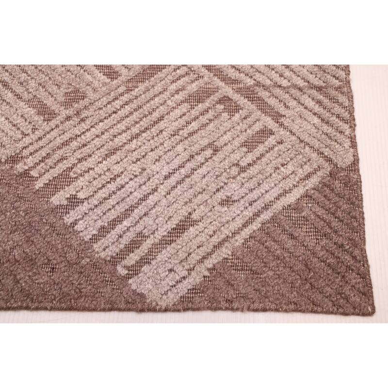 ECARPETGALLERY Hand Loomed Elysian Brown, Taupe Silk Rug - 6'6 x 9'11