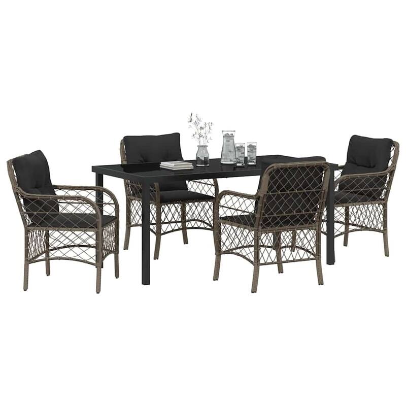 vidaXL Garden Dining Set with Cushion Poly Rattan