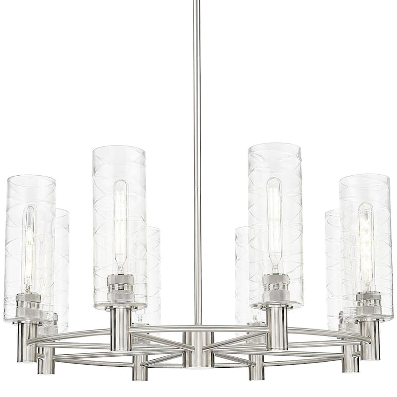 Innovations Lighting 434-8CR-15-32 Crown Point Chandelier Crown Point - Satin Nickel / Deco Swirl