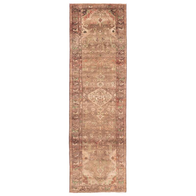 ECARPETGALLERY Hand-knotted Antalya Vintage Brown Wool Rug - 3'1 x 10'4