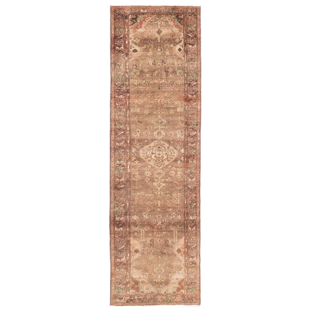 ECARPETGALLERY Hand-knotted Antalya Vintage Brown Wool Rug - 3'1 x 10'4