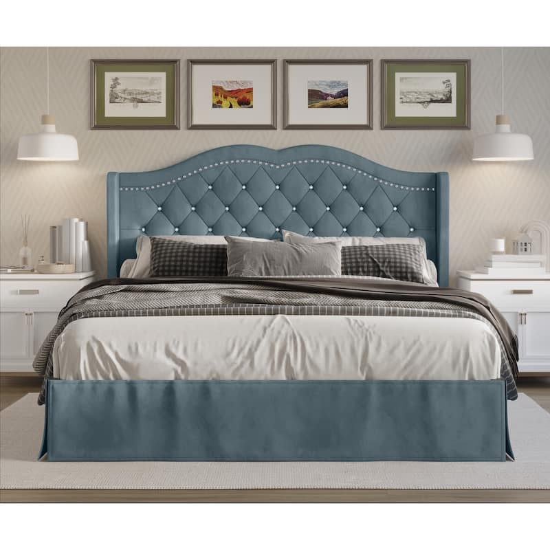 Bruce Tufted Upholstered Platform Bed - Blue - Full