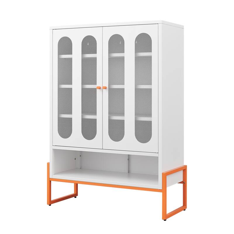 High Foot Double-Sided Mesh Door Shoe Cabinet With Movable Double-Layer Partitions And Hollow Base