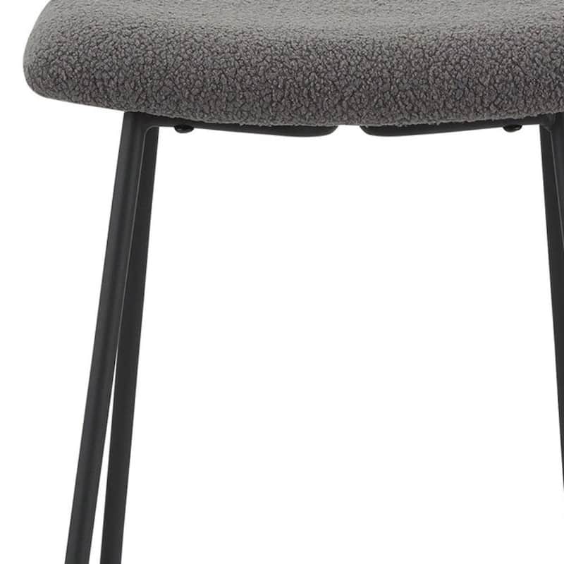 Fabric Backless Counter Height Bar Stools with Black Metal Frame Set of 2 - 19.19” x 19.5” x 25.5” (D x W x H)