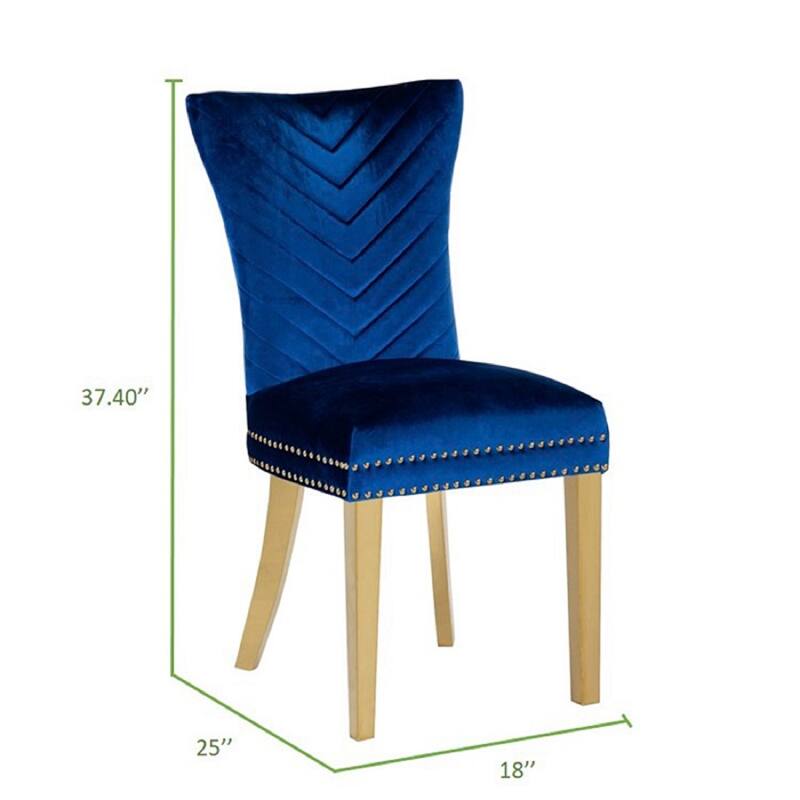 Eva Gold Legs Dining Chairs Finished with Velvet Fabric - 2 Chair per Box