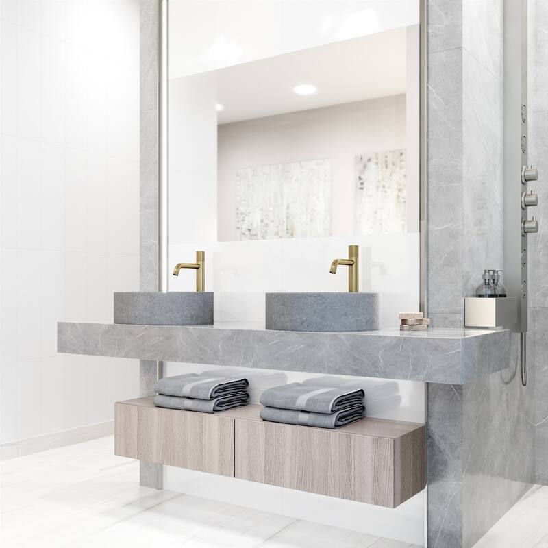 Vigo Concreto Stone 15-3/8" Round Concreto Stone Vessel Bathroom Sink