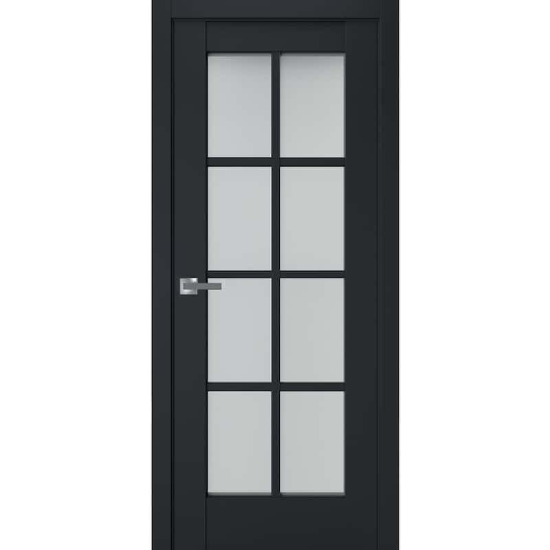 SartoDoors Veregio 7412 | Interior French Doors French Door | Solid Wood w/ Glass | Slab Only | 18x80, Antracite - Black - 24 x 96