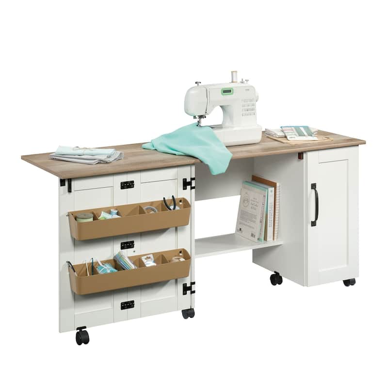 Sauder Select Collection Easy Rolling Sewing and Craft Table/Cart - Soft White