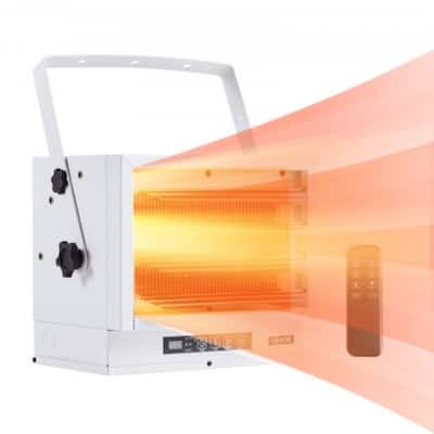 White Cold-Rolled Steel 8500W Electric Garage Heater with Remote and Timer - 16.1 x 12.6 x 12.6 in