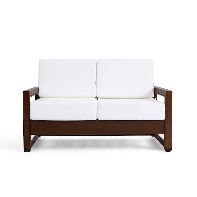 Patio Teak Wood Outdoor Loveseat with Cushion