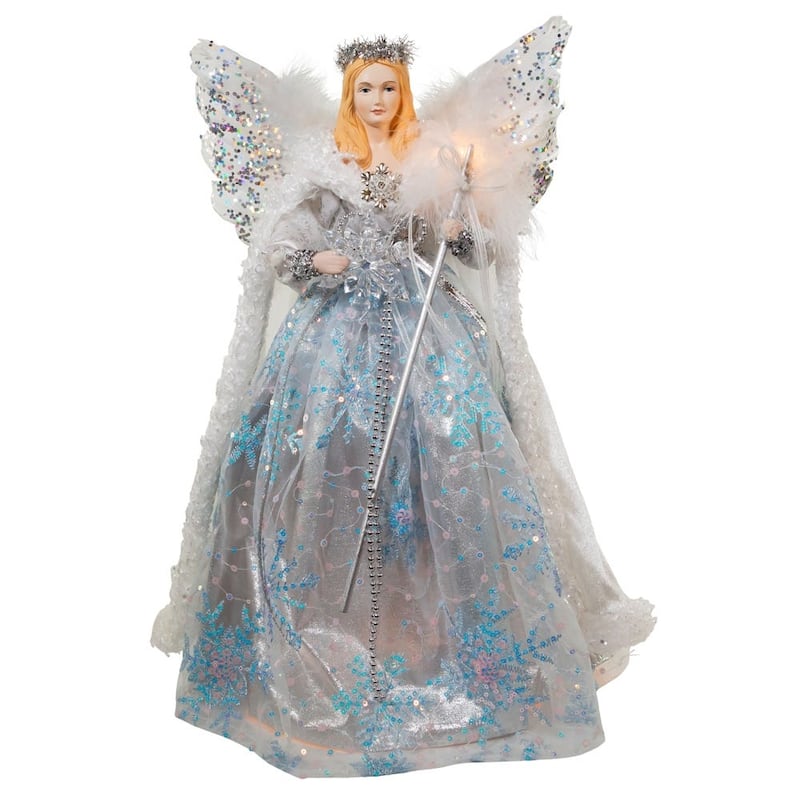 Kurt Adler 16-Inch White/Silver/Lavender And Blue Angel Treetopper - White