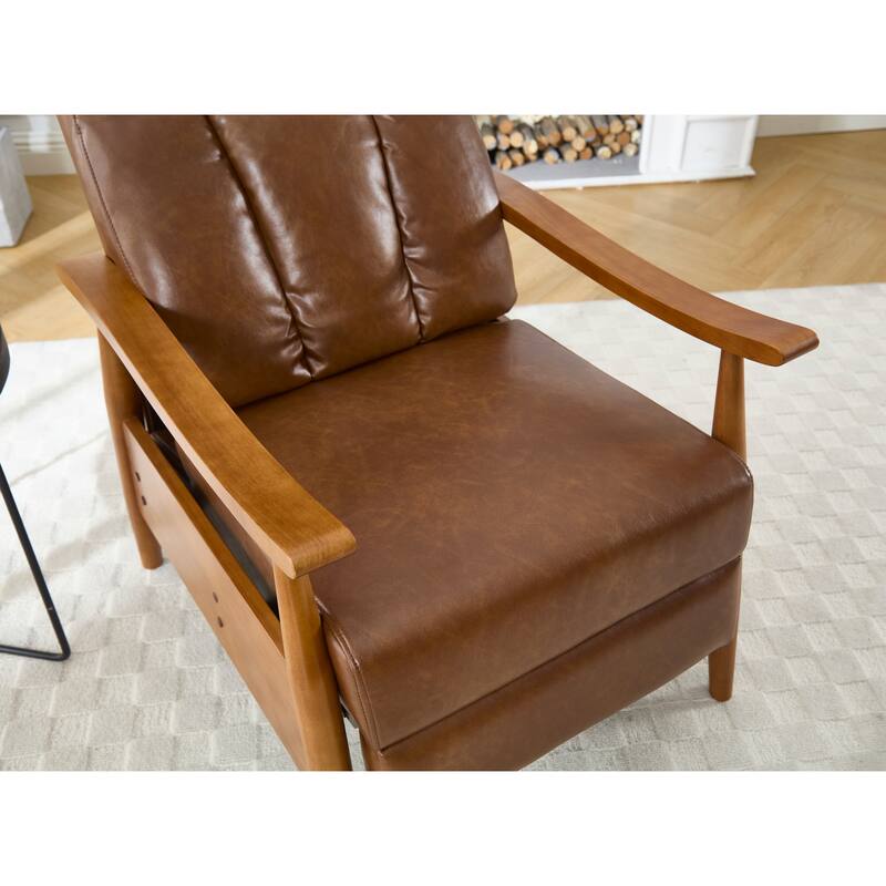 Modern 26.38" Upholstered Adjustable Chaise Lounge Chair with Wood Frame for Living Room