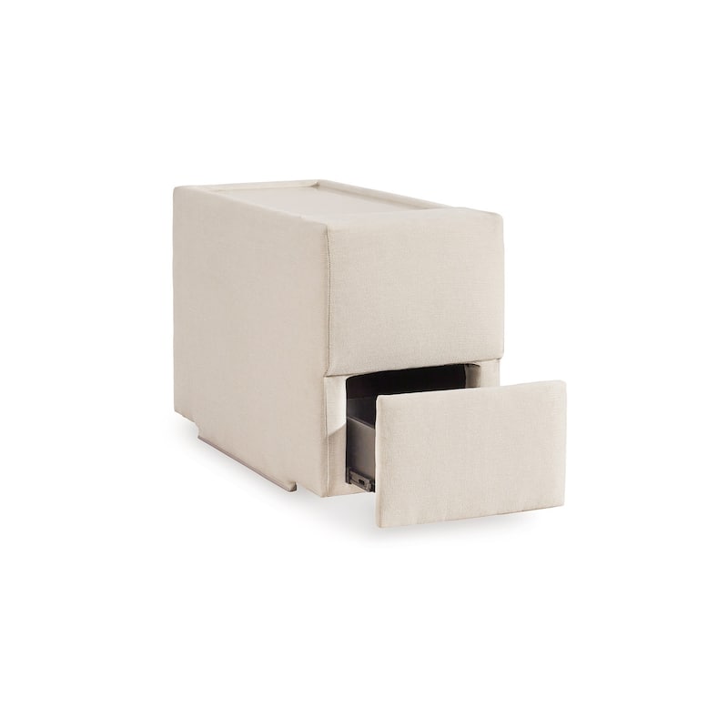 Meso Modular Console Side Table, Storage, Oyster Ivory Nuvella,37 Inch