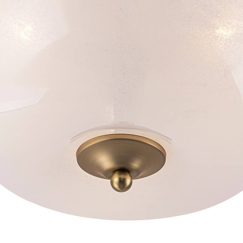 Mid-Century Modern 3-Light Round Opal Glass Semi Flush Mount 14.8in