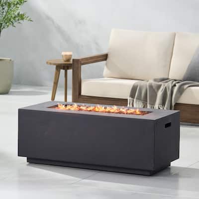 Aidan Outdoor 40,000 BTU Lightweight Concrete Rectangular Fire Pit (No Tank Holder) by Christopher Knight Home