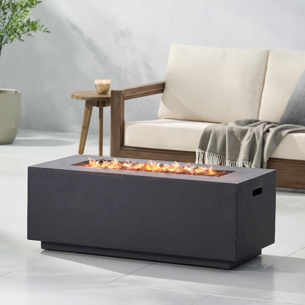 Aidan Outdoor 40,000 BTU Lightweight Concrete Rectangular Fire Pit (No Tank Holder) by Christopher Knight Home
