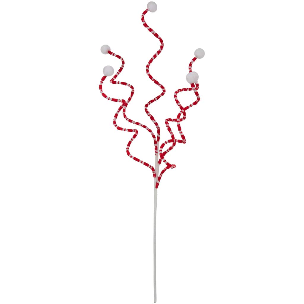 24" Red and White Striped Candy Cane Curls Christmas Spray