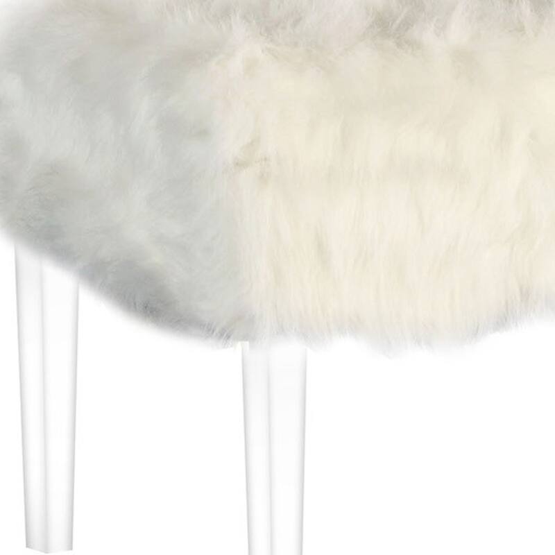 HomeRoots 42" Gray and Clear Upholstered Faux Fur Bench with Flip top