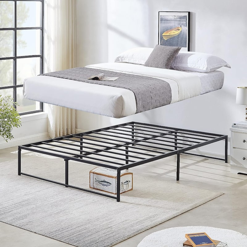 VECELO 14/16/18 inch Metal Platform Bed Frames Steel Slat,Mattress Foundation with Steel Slat Support/No Box Spring Needed